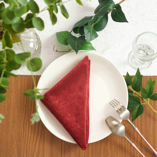 Burgundy Premium Sheen Finish Velvet Cloth Dinner Napkins Burgundy Premium Sheen Finish Velvet Cloth Dinner Napkins