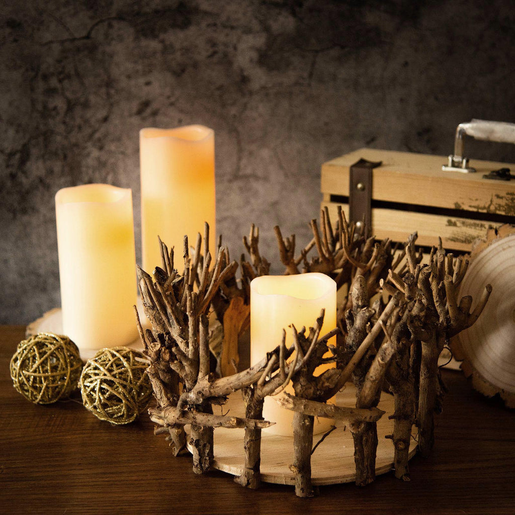 wooden candle holder centerpiece
