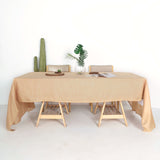 60x126 inch Natural Premium Faux Linen Rectangular Tablecloth |  Slubby Textured Wrinkle Free Tablecloth