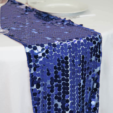 13"x108" Navy Big Payette Sequin Table Runner