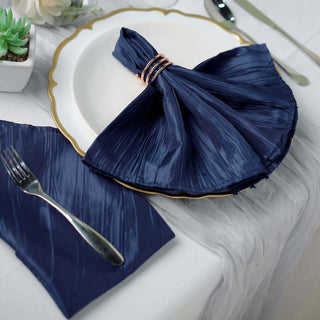 Navy Blue Accordion Crinkle Taffeta Cloth Dinner Napkins Navy Blue Accordion Crinkle Taffeta Cloth Dinner Napkins