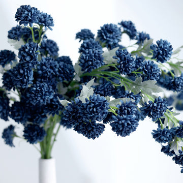 2 Bushes 33" Navy Blue Artificial Chrysanthemum Mum Flower Bouquets