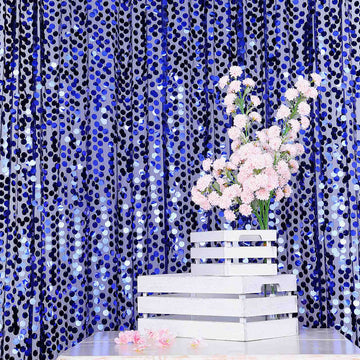 8ftx8ft Navy Blue Big Payette Sequin Event Curtain Drapes, Backdrop Event Panel