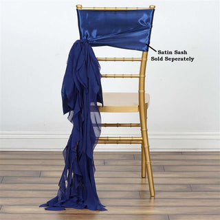 Add Elegance to Your Event with Navy Blue Chiffon Curly Chair Sashes Add Elegance to Your Event with Navy Blue Chiffon Curly Chair Sashes