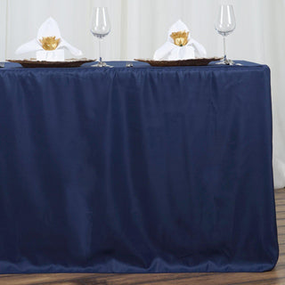Unleash Your Creativity with the 6ft Navy Blue Fitted Polyester Rectangular Table Cover