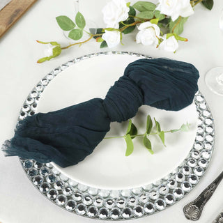 Add a Touch of Elegance with Navy Blue Gauze Cheesecloth Boho Dinner Napkins Add a Touch of Elegance with Navy Blue Gauze Cheesecloth Boho Dinner Napkins