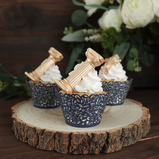 Add Elegance to Your Dessert Display with Navy Blue Lace Laser Cut Cupcake Wrappers Add Elegance to Your Dessert Display with Navy Blue Lace Laser Cut Cupcake Wrappers