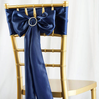 Add Elegance to Your Event with Navy Blue Satin Chair Sashes Add Elegance to Your Event with Navy Blue Satin Chair Sashes