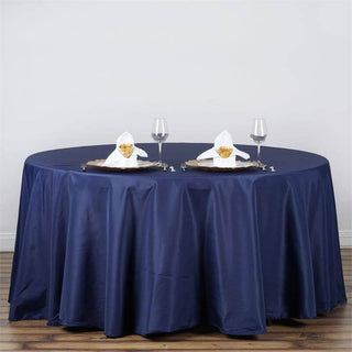 Elevate Your Event with the Navy Blue 120" Round Tablecloth Elevate Your Event with the Navy Blue 120" Round Tablecloth