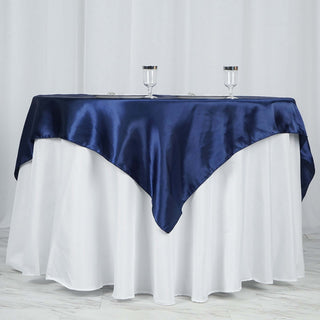Transform Your Tables with the Navy Blue Satin Table Overlay Transform Your Tables with the Navy Blue Satin Table Overlay