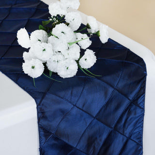 Add Elegance to Your Event with Navy Blue Taffeta Pintuck Table Runner