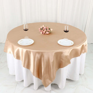 Elegant Nude Satin Square Table Overlay Elegant Nude Satin Square Table Overlay
