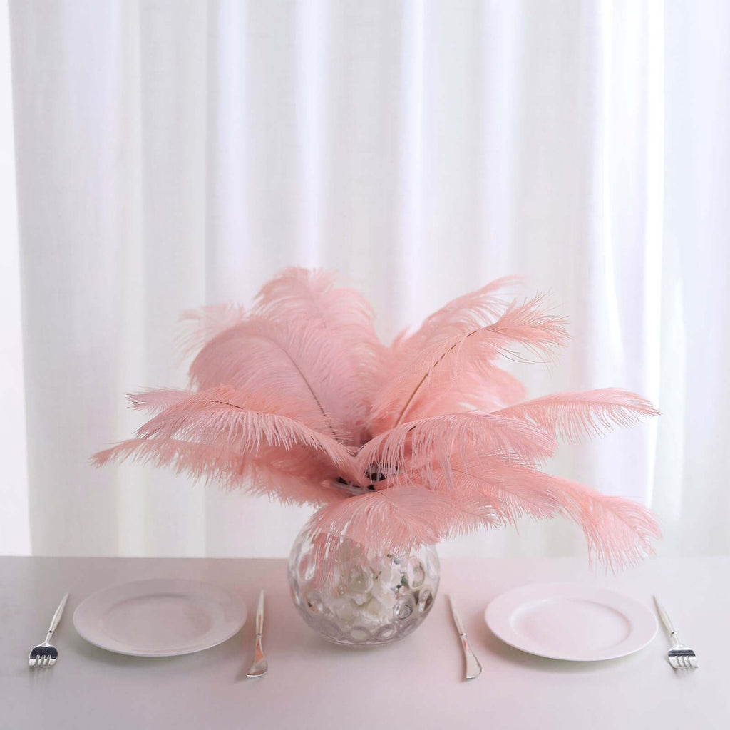 Rose Gold Ostrich Feathers 12 Pack | tableclothsfactory.com