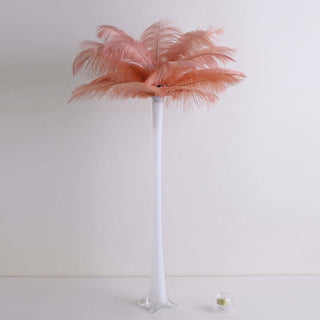 Pink feather floor lamp with a sleek transparent base