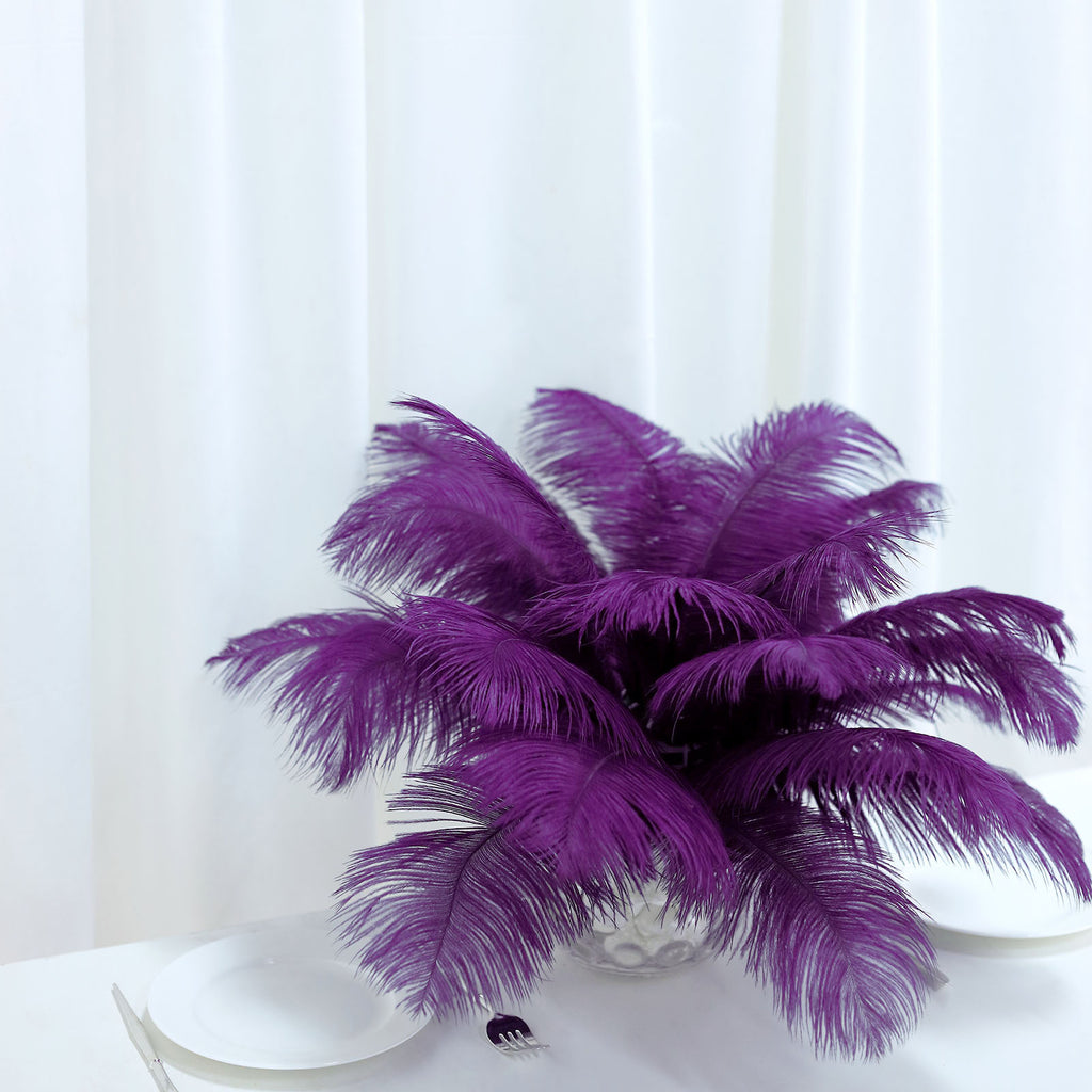 12 Pack  13-15 Purple Natural Ostrich Plumes Wholesale