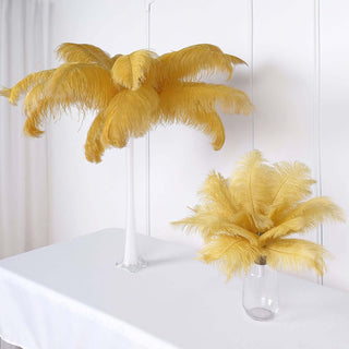 Gorgeous Gold Natural Plume Ostrich Feathers for Stunning Centerpieces Gorgeous Gold Natural Plume Ostrich Feathers for Stunning Centerpieces