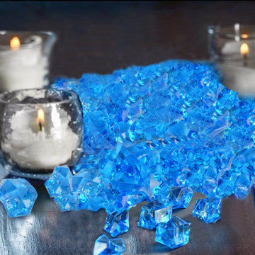 400 Pack Ocean Blue Mini Acrylic Ice Bead Vase Fillers, DIY Craft Crystals