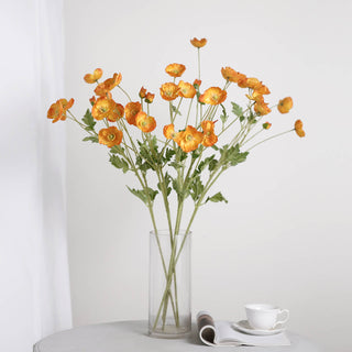 Add Vibrance to Your Décor with Orange Artificial Silk Poppy Flower Bouquet Bushes
