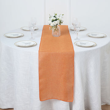 14"x108" Orange Boho Chic Rustic Faux Burlap Cloth Table Runner
