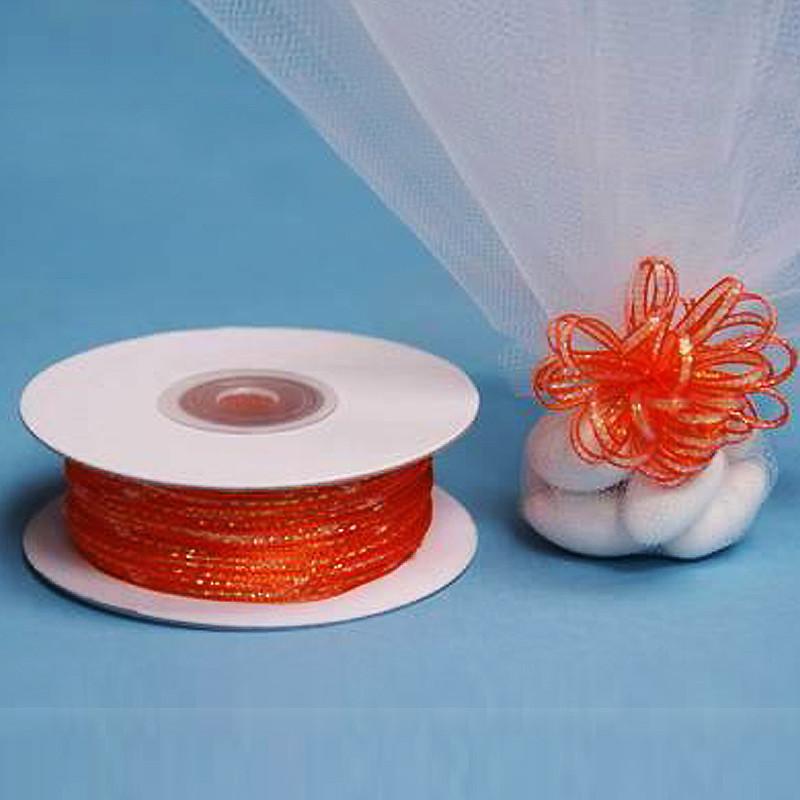 50 Yards 1/8" Orange Organza Pull String Bows Ribbon