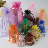 10 Pack | 6x15inches Navy Blue Organza Drawstring Party Favor Wine Bags