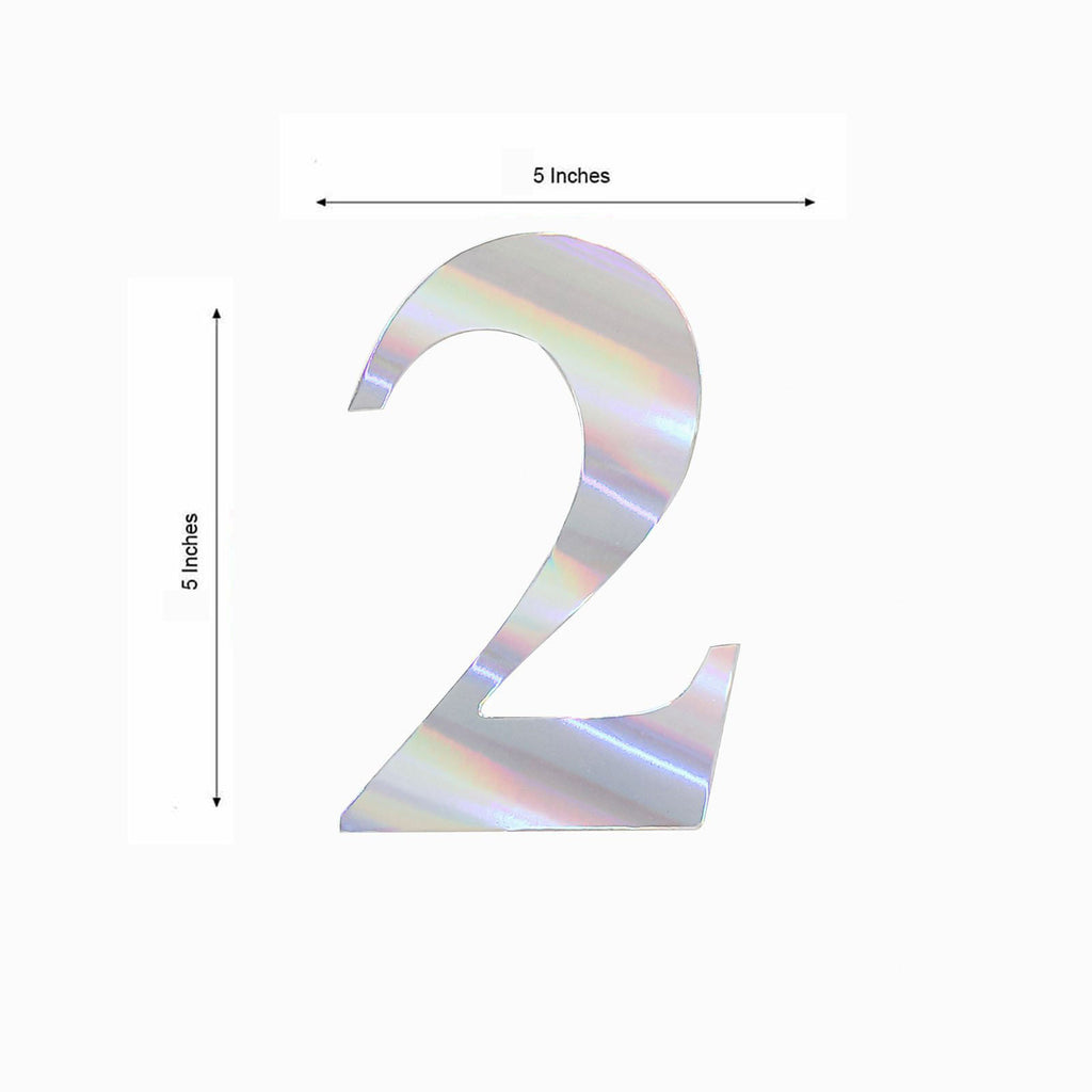 4 Pack - 5 Iridescent Number Stickers Banner, Customizable Stick