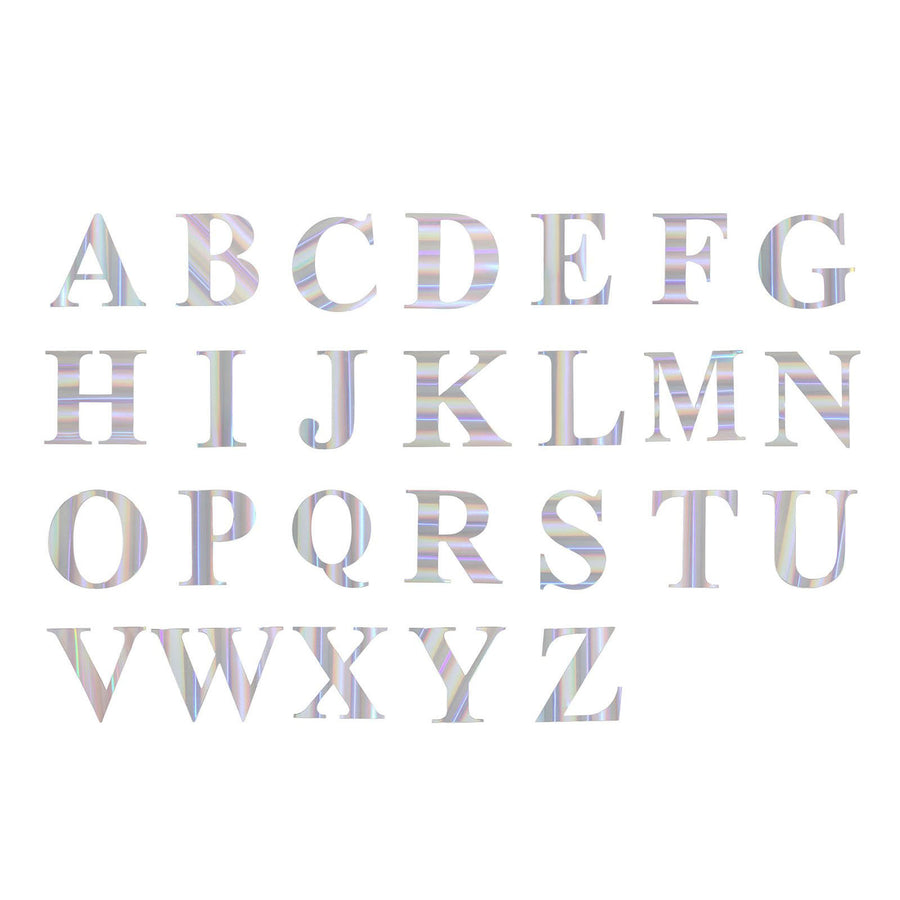 4 Pack - 5" Iridescent Large Alphabet Stickers Banner, Custom Text Stick On Letters - Q