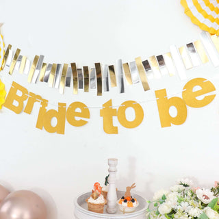 Add a Touch of Glamour to Your Wedding Celebration with the 3.5ft Gold Glittered Bride To Be Paper Hanging Bridal Shower Garland Banner Add a Touch of Glamour to Your Wedding Celebration with the 3.5ft Gold Glittered Bride To Be Paper Hanging Bridal Shower Garland Banner