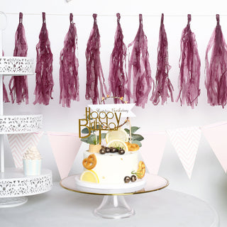 Create a Vibrantly Glowing Party Ambiance with Eggplant Paper Tassel Garlands