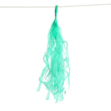 12 Pack | Pre-Tied Teal Tissue Paper Tassel Garland With String, Hanging Fringe Party Streamer Backdrop Decor