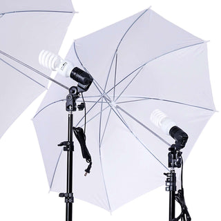 Photography lighting kit with soft umbrellas and adjustable stands