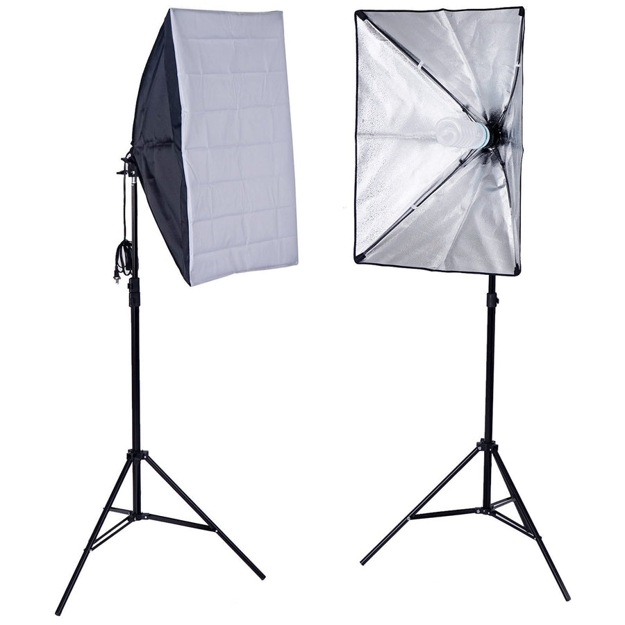 1200W White Umbrella Continuous Lighting Photo Video Studio Kit With Soft Box Reflectors and Muslin