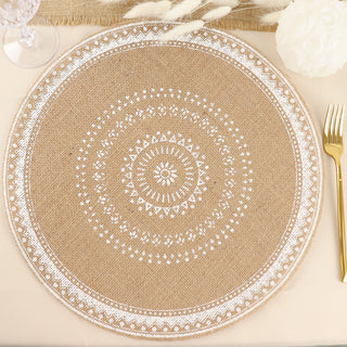 Elegant and Natural 15" Jute and White Braided Placemats for Rustic Event Décor