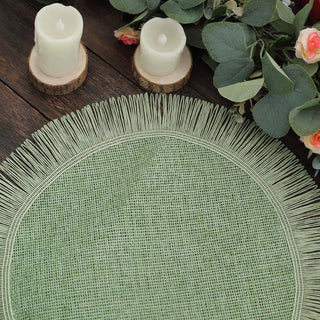Create Memorable Table Settings with Our Sage Green Boho Chic Jute Fringe Edge Table Placemats Create Memorable Table Settings with Our Sage Green Boho Chic Jute Fringe Edge Table Placemats