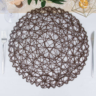 Dark Brown Woven Fiber Placemats for Stylish Table Settings Dark Brown Woven Fiber Placemats for Stylish Table Settings