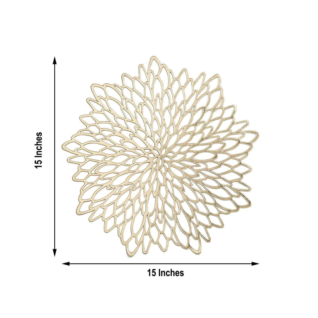 6 Pack 15" Gold Floral Vinyl Placemats