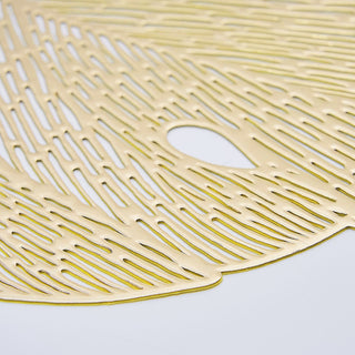 Versatile and Regal Gold Monstera Leaf Vinyl Placemats