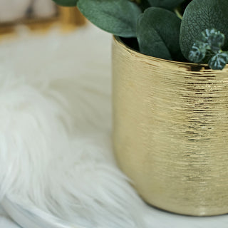 Durable and Functional Metallic Gold Brushed Indoor Planter Pot