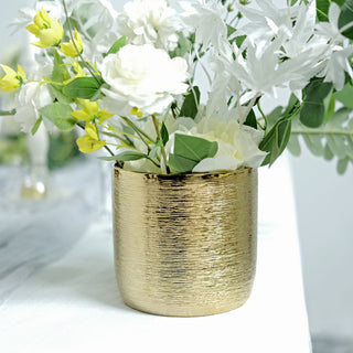 Elegant Gold Ceramic Flower Plant Pots for Stylish Décor
