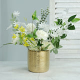 2 Pack | 5inch Gold Textured Round Ceramic Flower Plant Pots