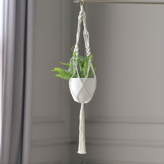 Ivory Macrame Indoor Hanging Planter Basket - The Perfect Gift Ivory Macrame Indoor Hanging Planter Basket - The Perfect Gift