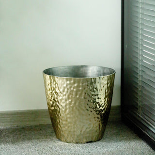 Enhance Your Event Decor with the 11" Gold Hammered Design Large Indoor Flower Plant Pot