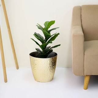 Create a Stylish Indoor Oasis with the 11" Gold Hammered Design Large Indoor Flower Plant Pot