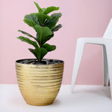 12inch Metallic Gold Textured Large Indoor Flower Plant Pot, Decorative Indoor/Outdoor Planter