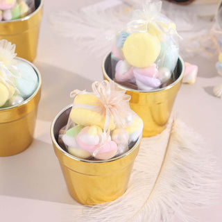 Glimmering Gold Plastic Party Favor Buckets Glimmering Gold Plastic Party Favor Buckets