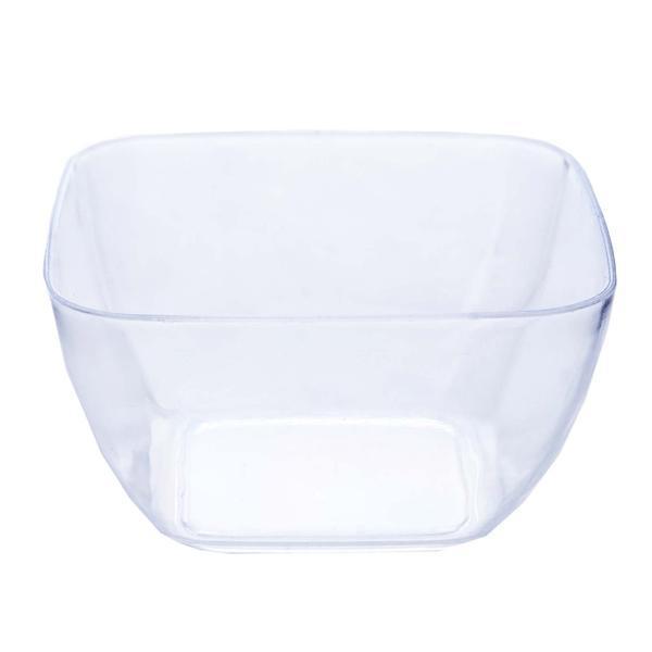18 Pack | 2oz Clear Mini Square Plastic Candy Bowls, Disposable Desert Bowls#whtbkgd