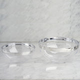 4 Pack 32oz Clear Elegant Plastic Salad Bowls, Disposable Serving Dishes - Round with Silver Rim