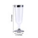 12 Pack | 6oz Chrome Silver Rim Clear Plastic Champagne Glasses, Disposable Trumpet Flutes