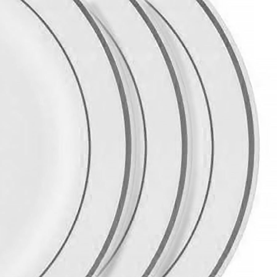 10 Pack | 6inch Très Chic Silver Rim White Disposable Salad Plates, Plastic Appetizer Plates#whtbkgd