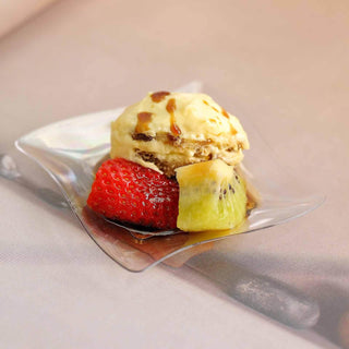 Clear Mini Wavy Rim Square Disposable Snack Plates Clear Mini Wavy Rim Square Disposable Snack Plates